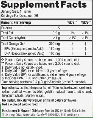Bez šećera Omega-3 ribice 300 mg - 36 gel kapsula za žvakanje