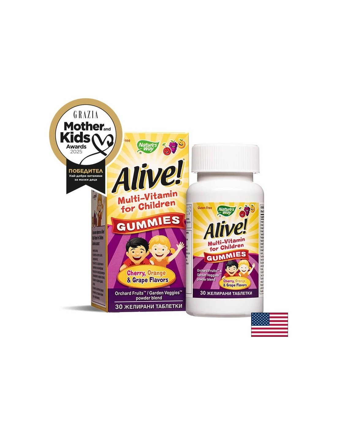 <tc>Alive</tc>! Multivitamini za dječje gumene bombone / <tc>Alive</tc>! Multivitamini za djecu, 30 gel tableta Nature's Way