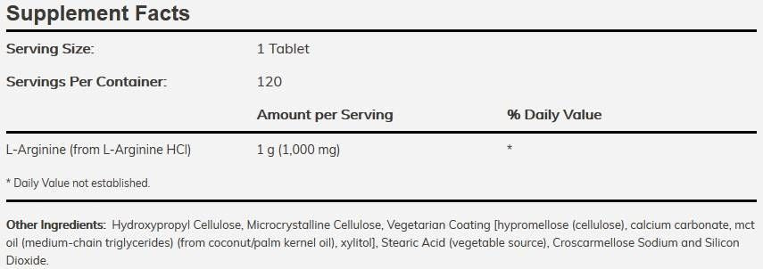 L -arginin 1000 mg / dvostruka čvrstoća - 120 tableta