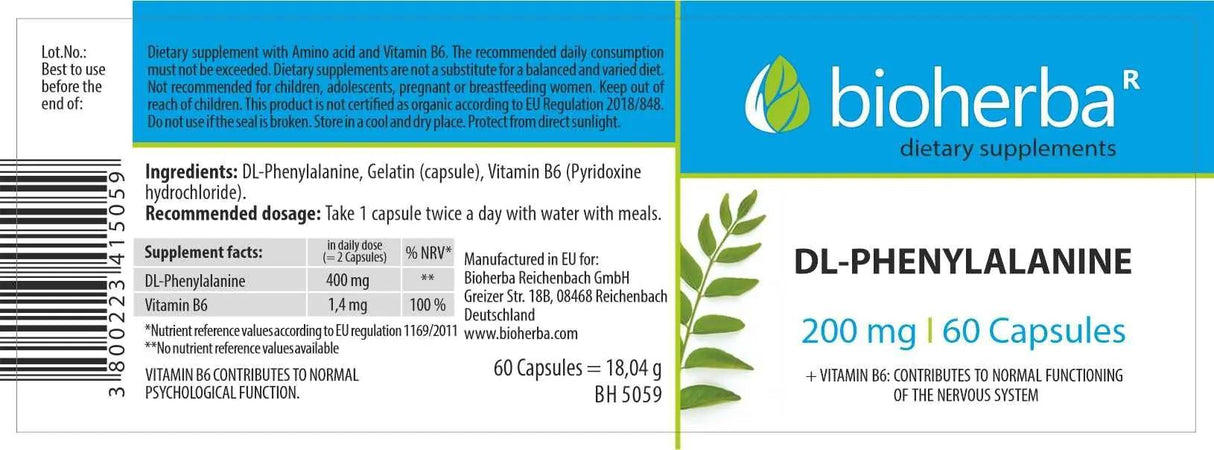 DL -fenilalanin 200 mg - 60 kapsula