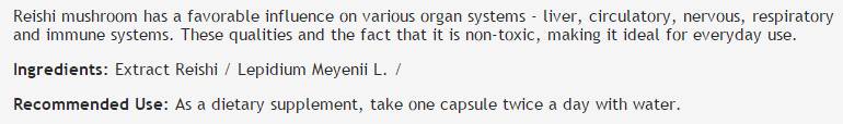 Ekstrakt gljiva Reishi 360 mg - 100 kapsula