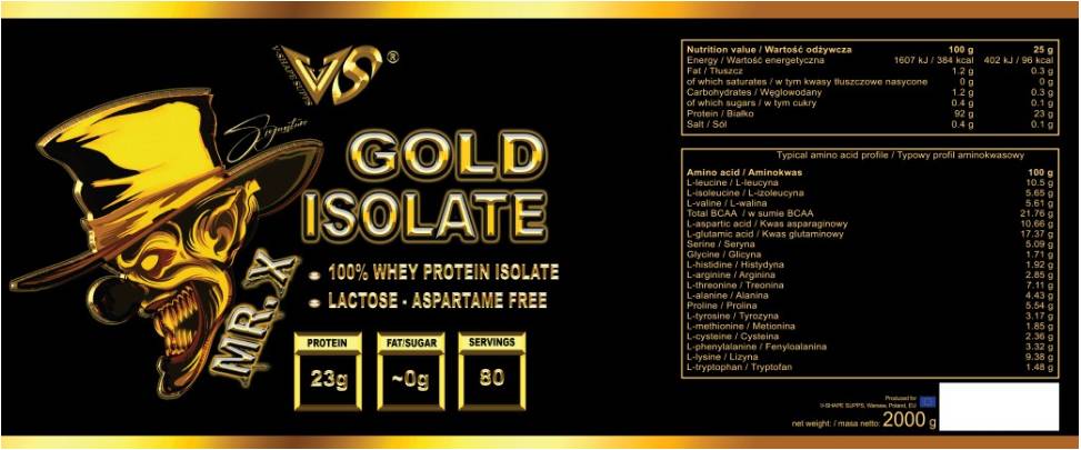 Gospodin X Gold Isolate | Izolat proteina sirutke - 2000 grama