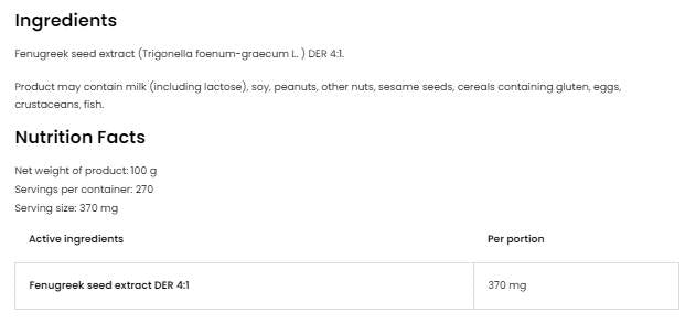 Fenugreek ekstrakt / prah 100 grama