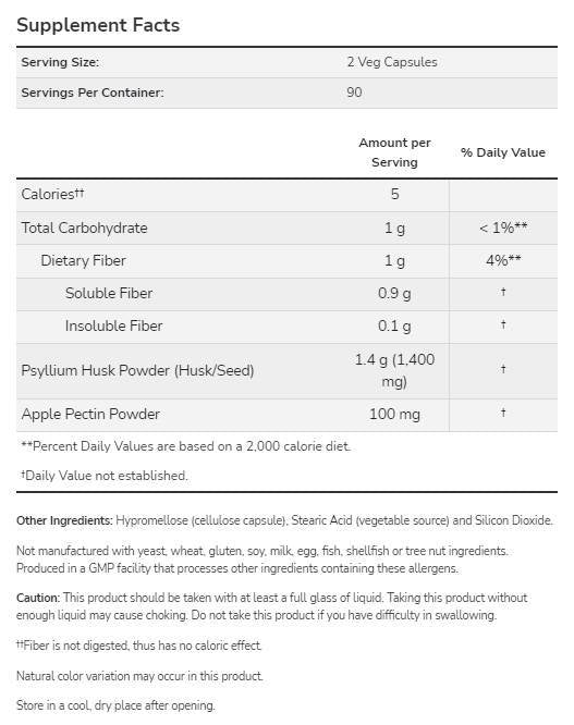 Psyllium Husk 700 mg | s jabučnim pektinom - 360 kapsula