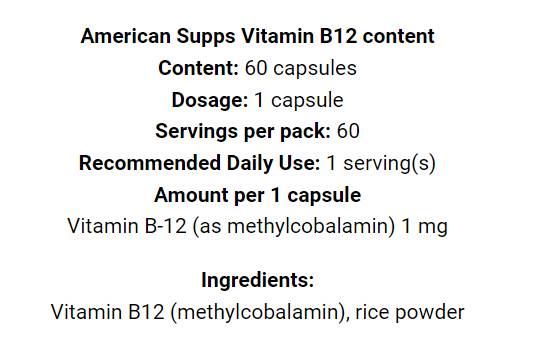 Metil vitamin B12 1000 mcg - 60 kapsula