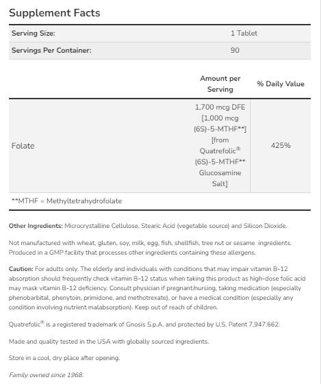 Metil folat 1000 mcg - 90 tableta
