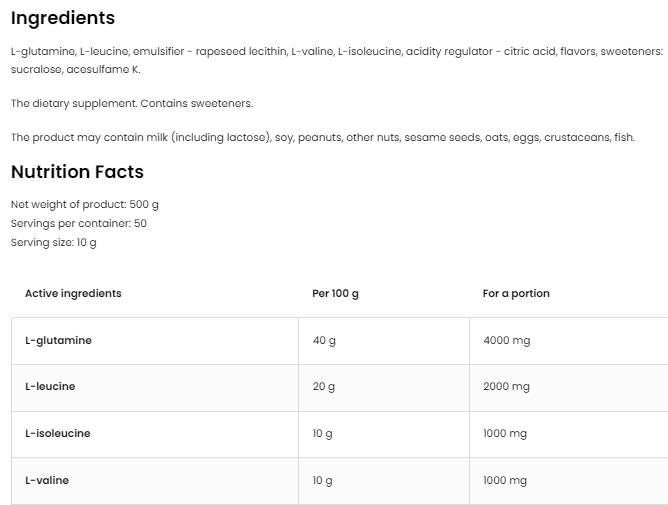 BCAA + glutaminski prah - 200 grama