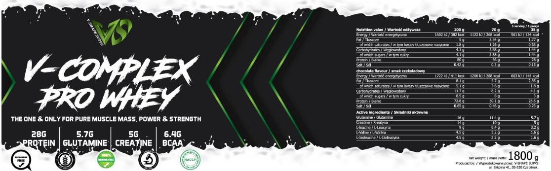 V-Complex Pro Whey | Koncentrat proteina sirutke s BCAA 1800 grama