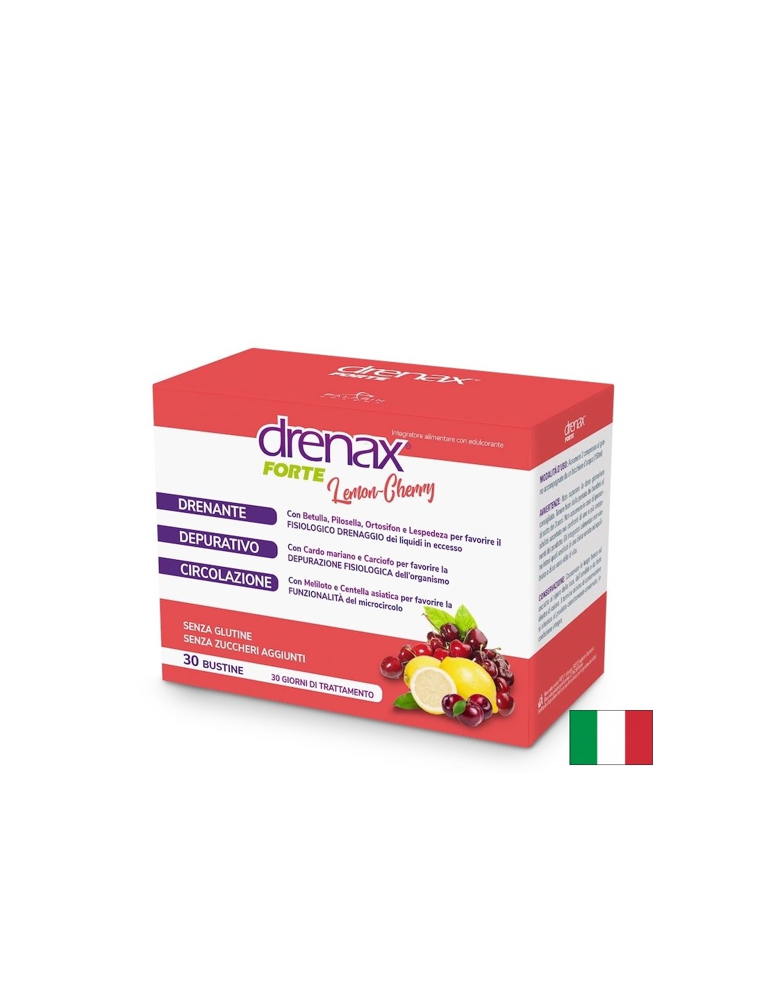 Diuretička detoks formula - Drenax - Drenax® s bijelom brezom, crnom ribizom i mišjim ušima, 30 vrećica, limun i trešnje okus