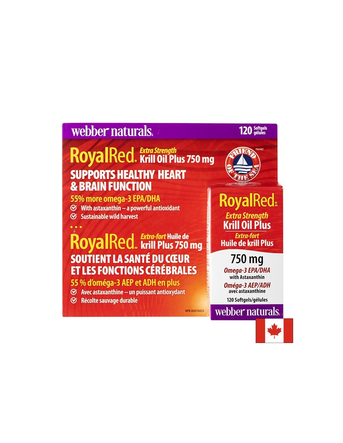 Trostruka kombinacija za podršku srcu i mozgu - Ulje krila + Omega-3 i astaksantin RoyalRed, 120 softgel kapsula