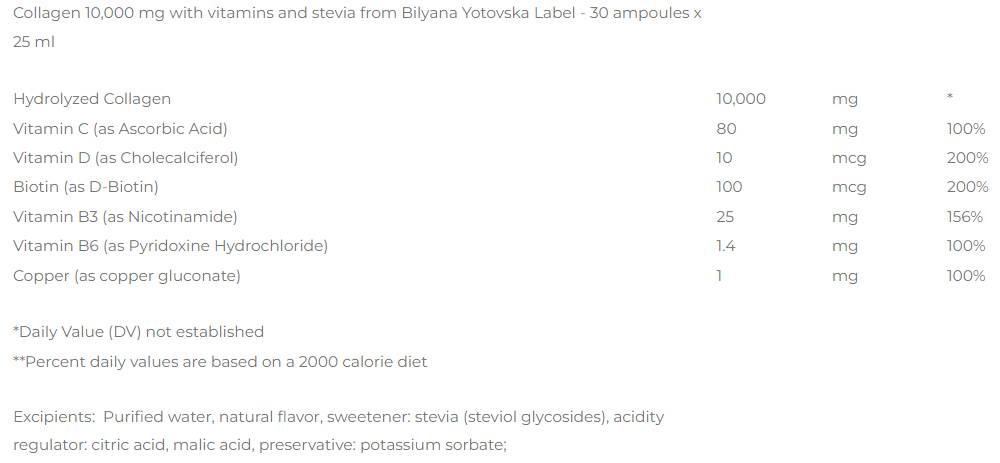 Kolagen 10 000 mg + vitamini i stevia - 30 x 25 ml