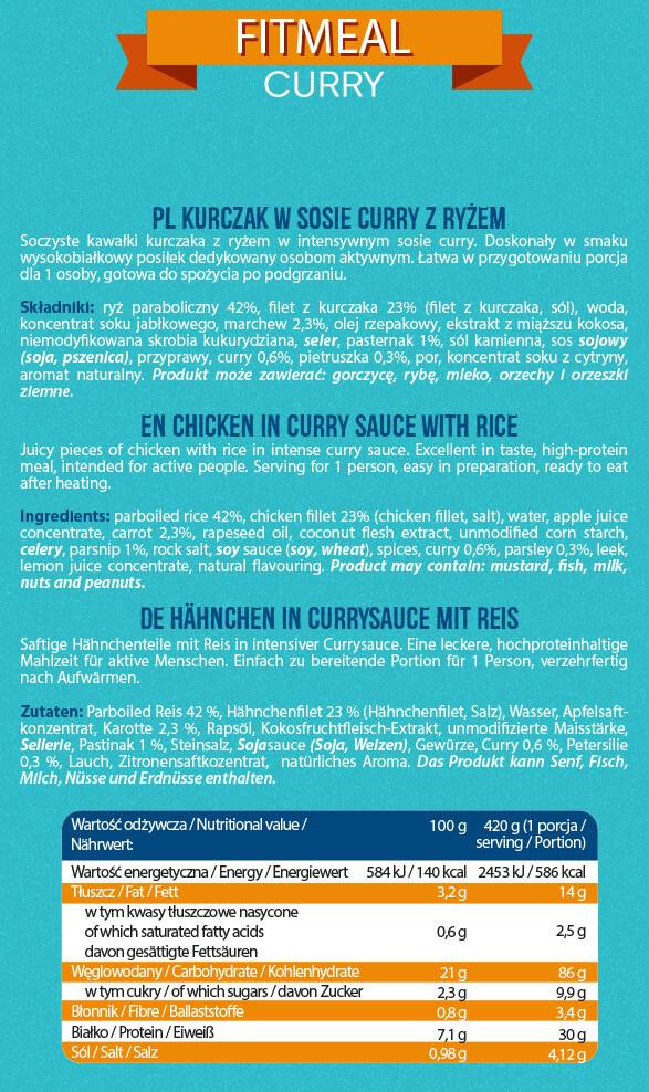 FitMeal Curry | Gotov obrok visokog proteina-420 grama