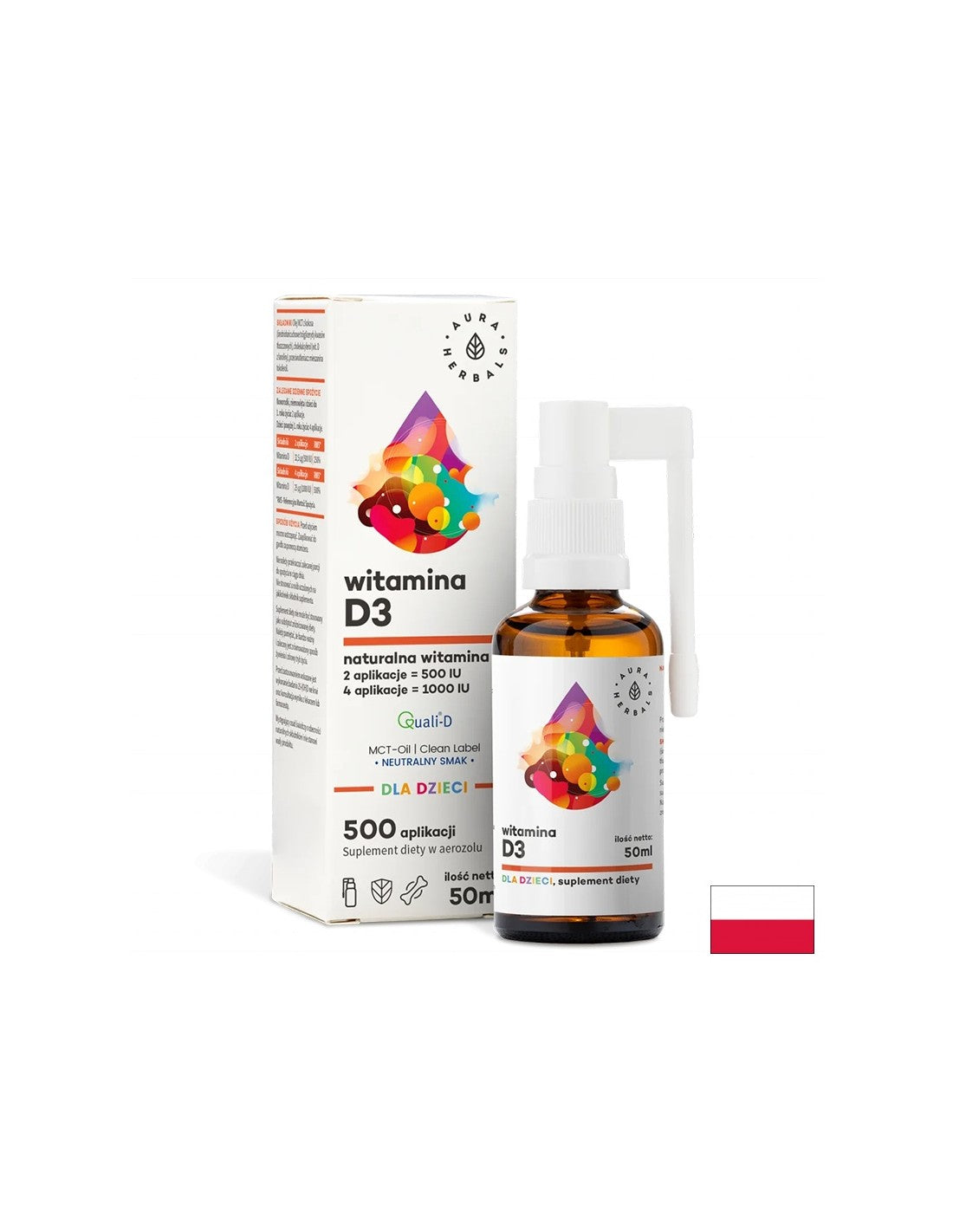 Bone care and strong immunity - Vitamin D3 for children and adults, Mouth spray, 50 ml Aura Herbals - Nutra Best Europe