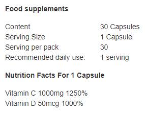 Vitamin C 1000 + D3 2000 IU 30 kapsula