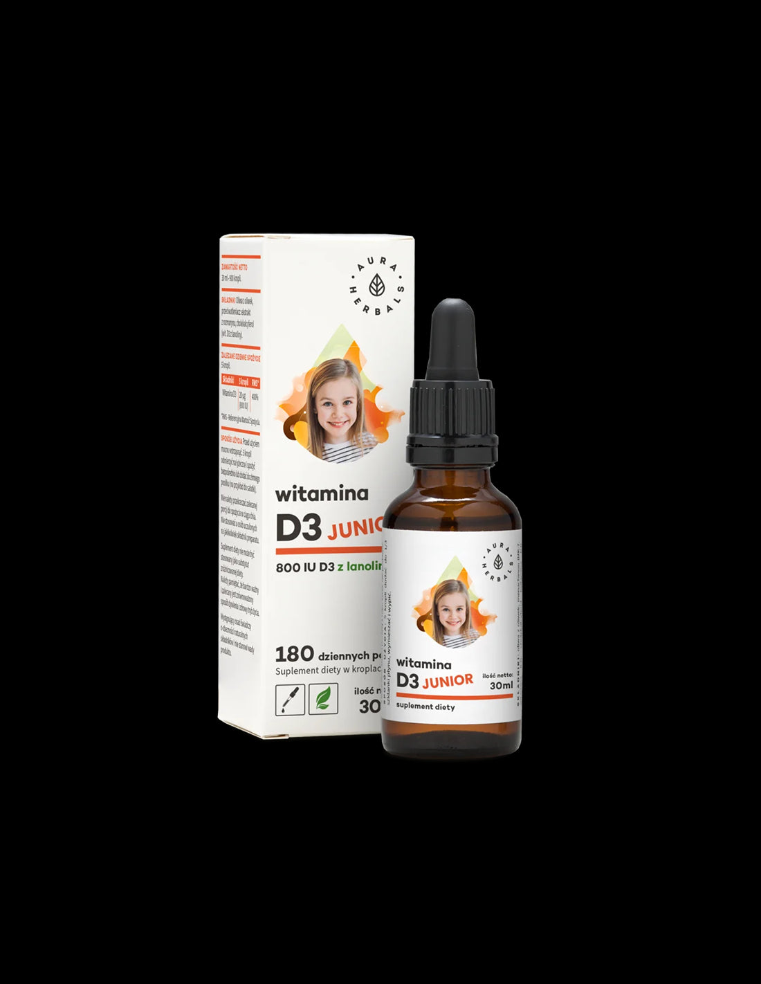 Immune and bone system - Vitamin D3 (800 IU) - for children and adults, 30 ml drops Aura Herbals - Nutra Best Europe
