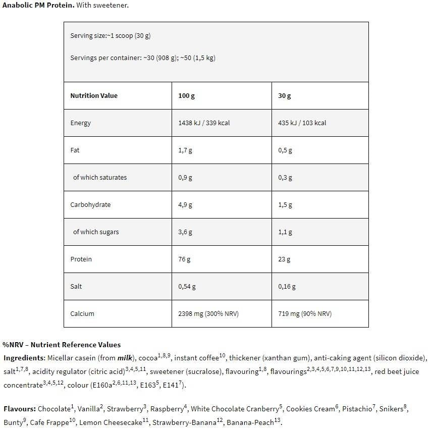 Crna linija/anabolički PM protein/micelarni kazein - 1500 grama