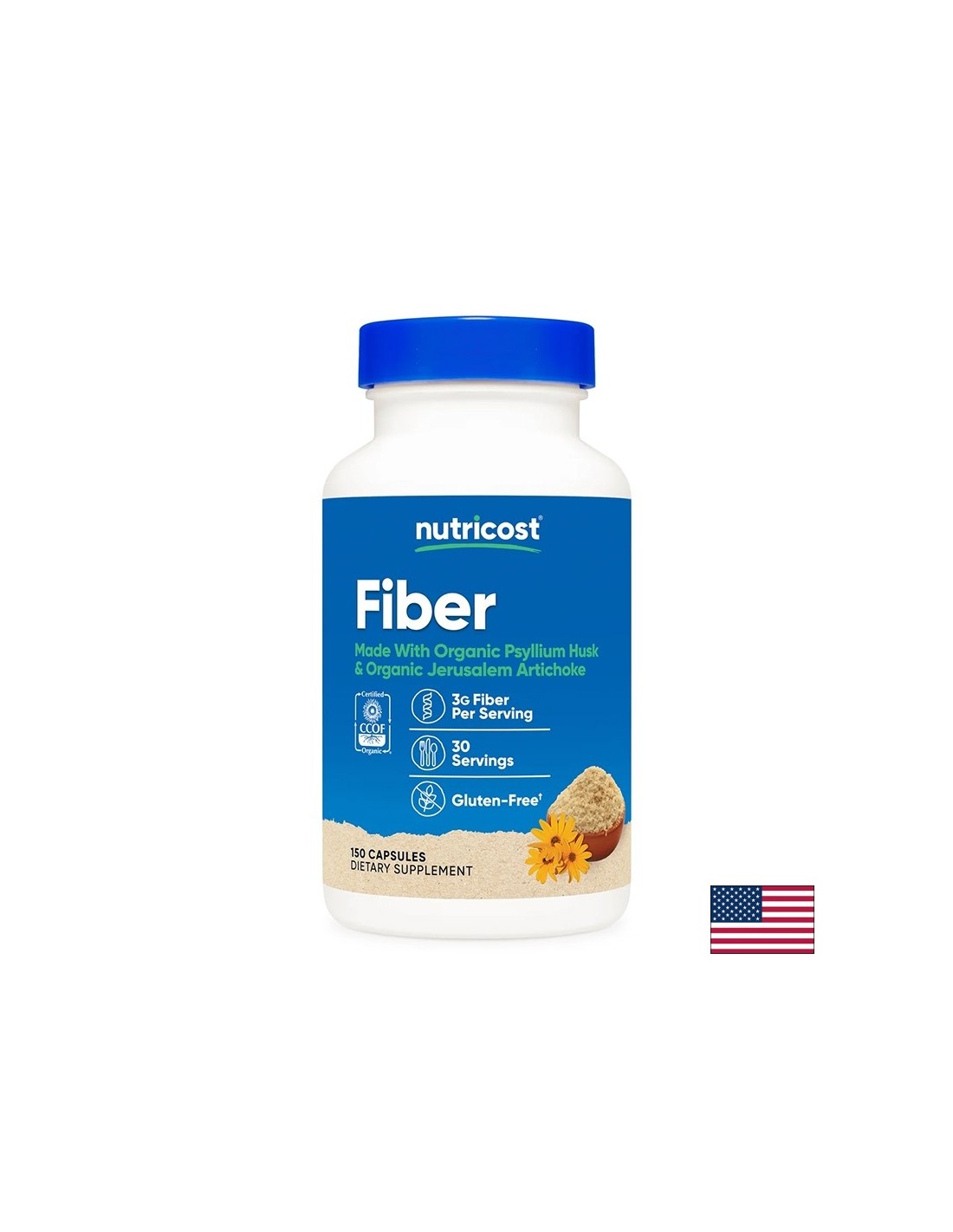 Husk + Jeruzalem Artichoke (Earth Apple) - Udobnost crijeva i vlakna za dobru probavu, 150 kapsula