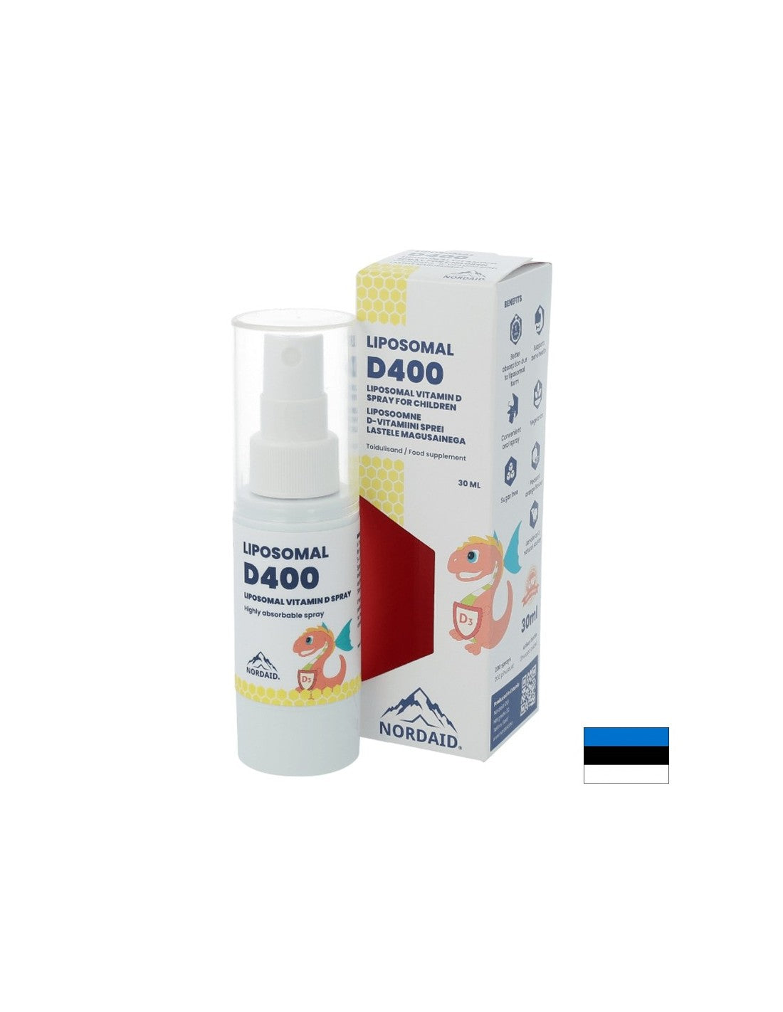 Liposomalni vitamin D3 400 IU s visokom apsorpcijom - jak imunitet i zdrave kosti i zubi u djece, sprej za usta 30 ml, 200 doze