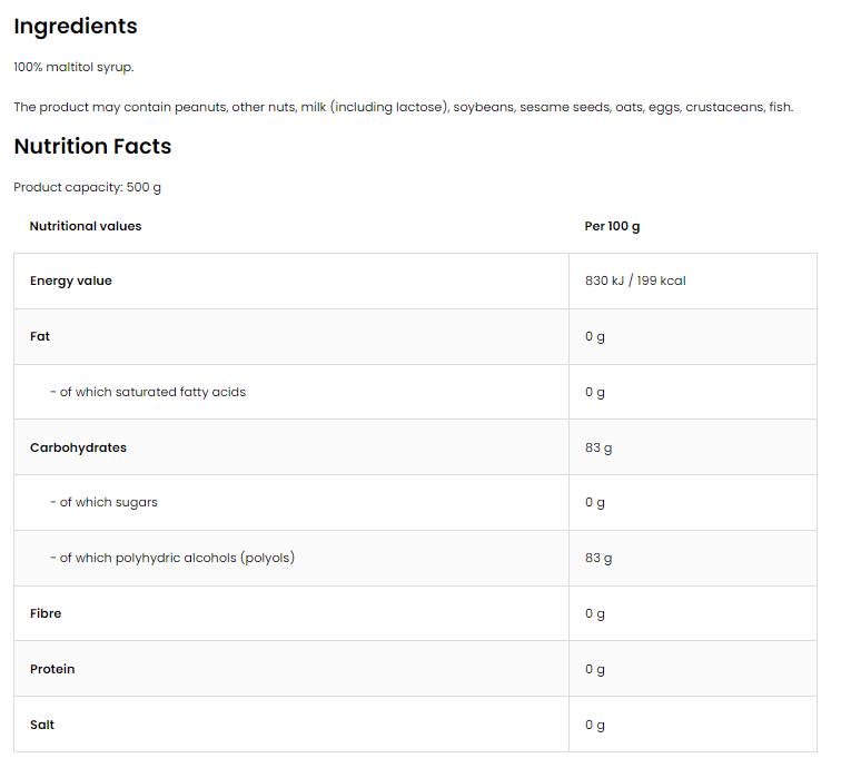 Maltitol sirup 500 ml