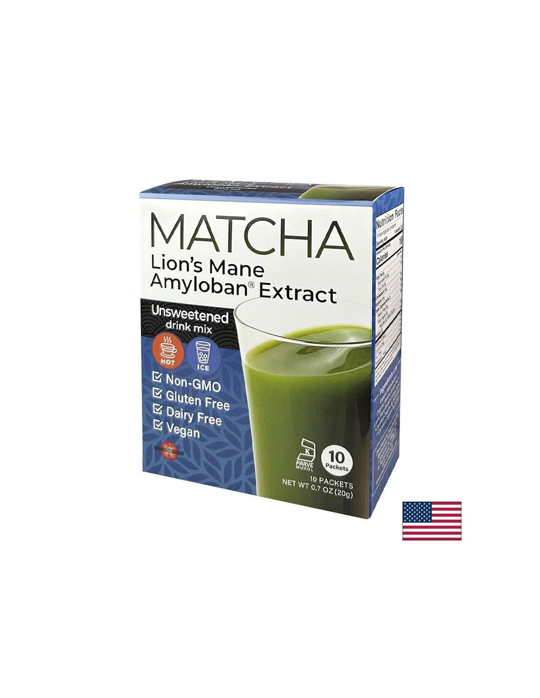 Matcha s Lion's Mane Extract Amyloban® - Super Focus - Pojačanje energije i koncentracija - Instant Drink, 10 vrećica