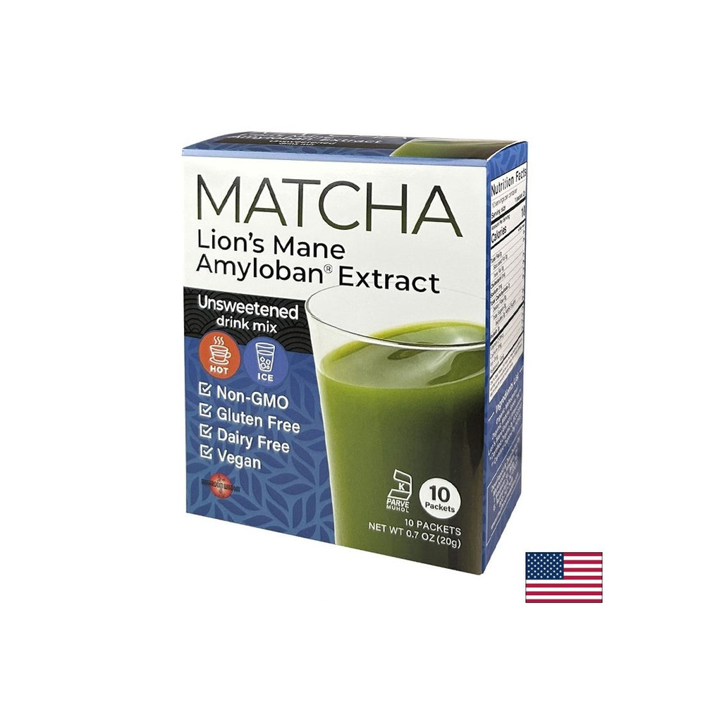 Matcha s Lion's Mane Extract Amyloban® - Super Focus - Pojačanje energije i koncentracija - Instant Drink, 10 vrećica