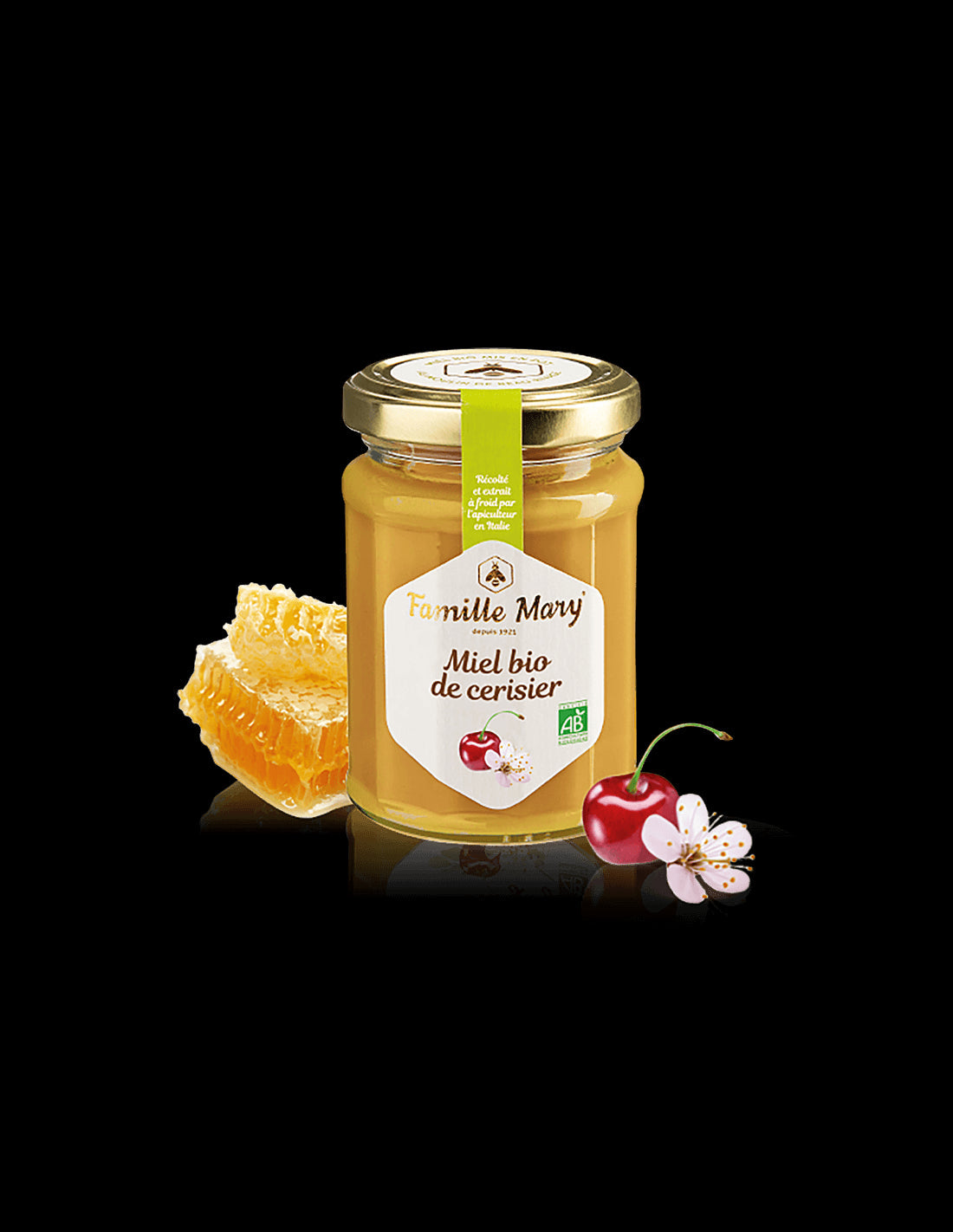Miel bio de cerisier / Organic cherry blossom honey, 230 g Famille Mary - Nutra Best Europe