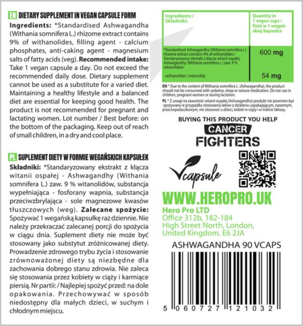 Ashwagandha ekstrakt 600 mg - 90 kapsula