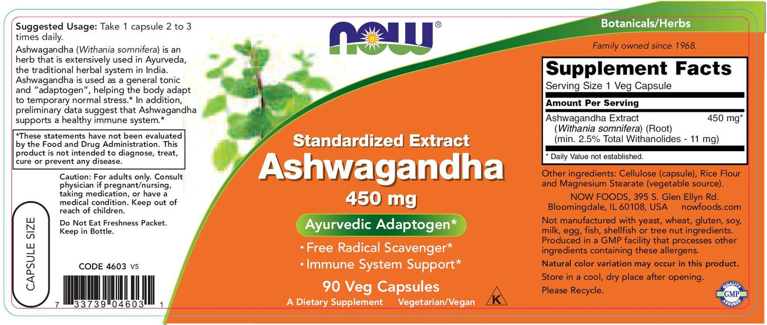 Ashwagandha ekstrakt 450 mg - 90 kapsula