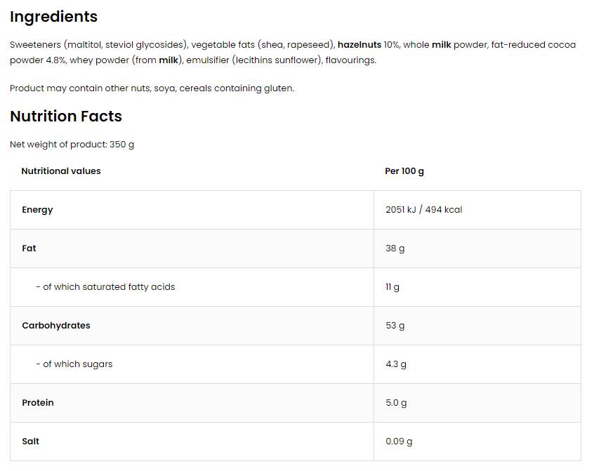 Creametto/Proteins Sprem/čokolada lješnjaka 350 grama