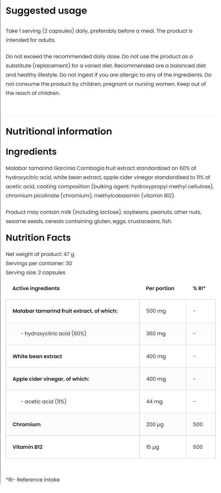 Kontrola apetita 60 kapsula