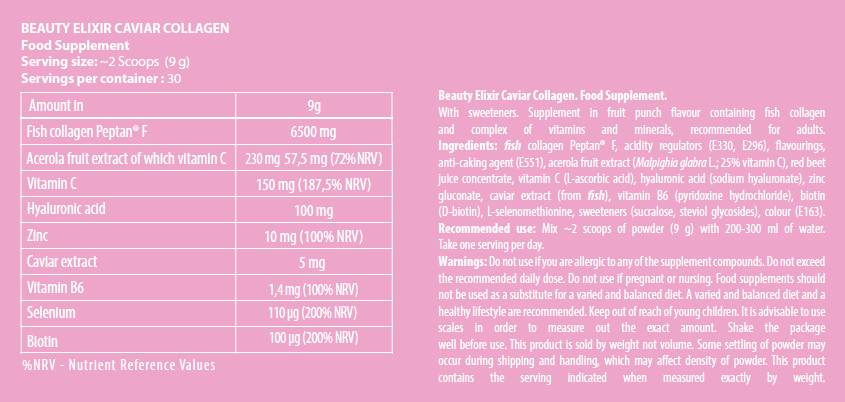 Beauty elixir/kavijar kolagen - prah - 270 grama