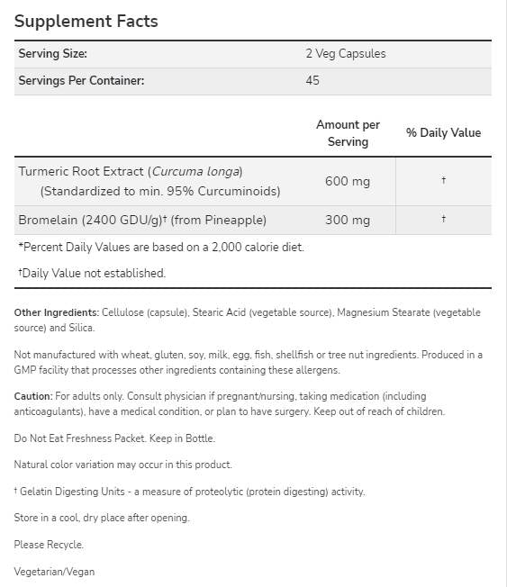 Kurkuma i bromelain - 90 kapsula