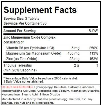 Testo Hardcore | Tribulus + ZMA - 90 tableta