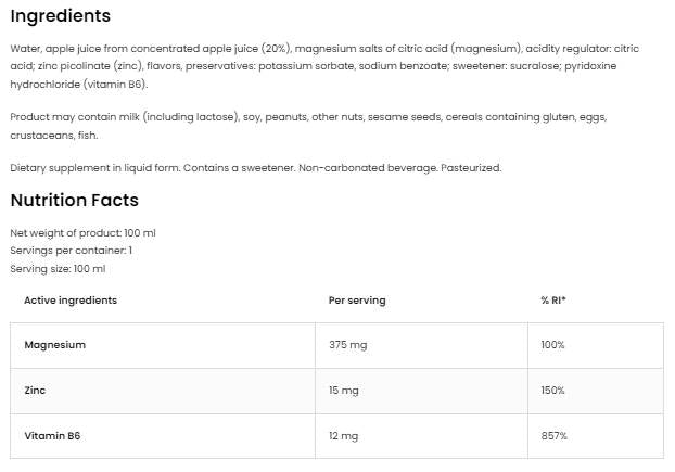 Magnezij + Zn + B6 hitac - 100 ml