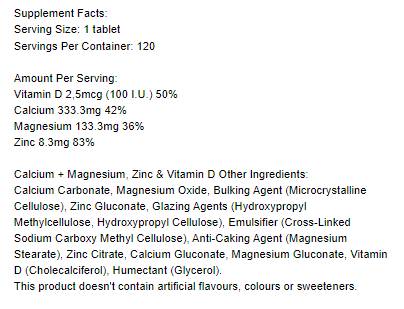 Calcium + Magnesium, Zinc & Vitamin D - 120 Таблетки - Feel You