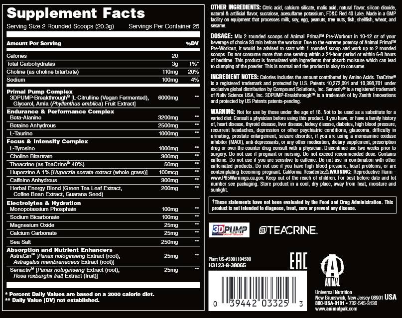 Životinjski iskonski prije vježbanja | Sveobuhvatna formula prije vježbanja - 507 grama