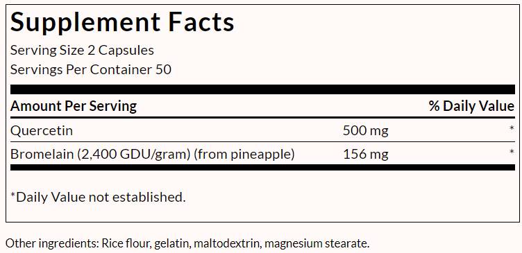 Kvercetin i bromelain - Napredna formula - 100 kapsula