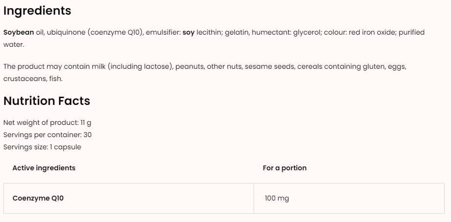 CoQ10 / Ubichinon 100 mg - 30 gel kapsula