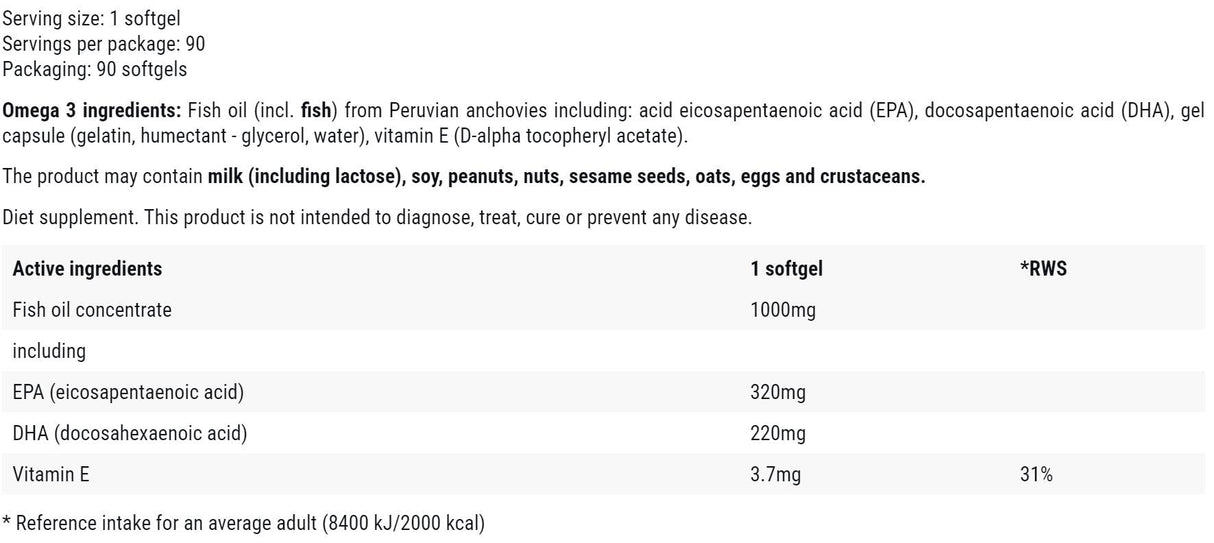 Omega-3 55% | 320 mg EPA + 220 mg DHA - 90 gel kapsula