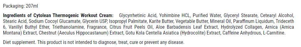 Citolska termogena krema za vježbanje - 207 ml