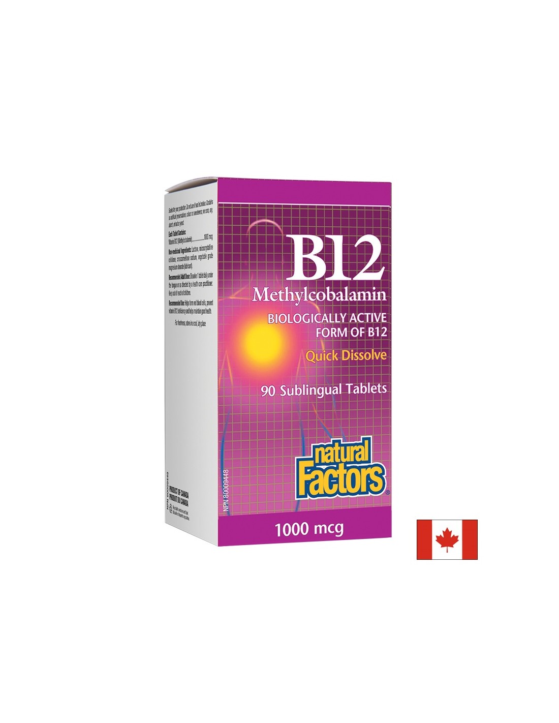 B12 Metilkobalamin/ Vitamin B12 (metilkobalamin) 1000 µg, 90 sublingvalnih tableta <tc>Natural Factors</tc>