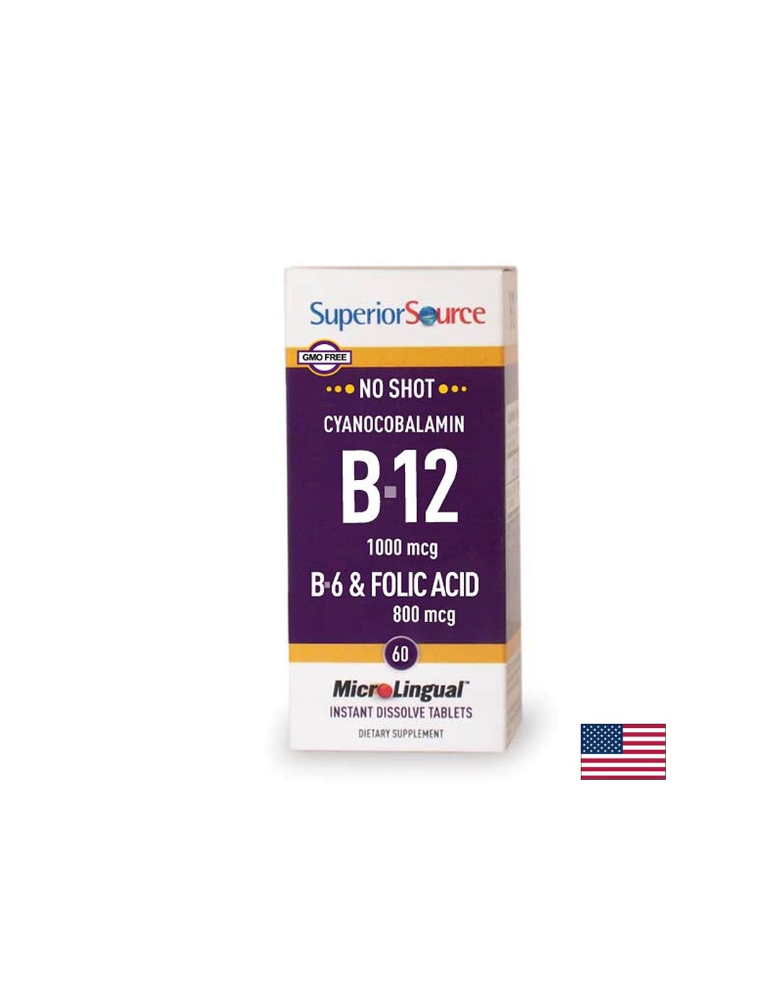 Vitamin B12, B6 + Folna kiselina - hormonska i metabolička ravnoteža, 60 sublingvalnih tableta <tc>Superior Source</tc>