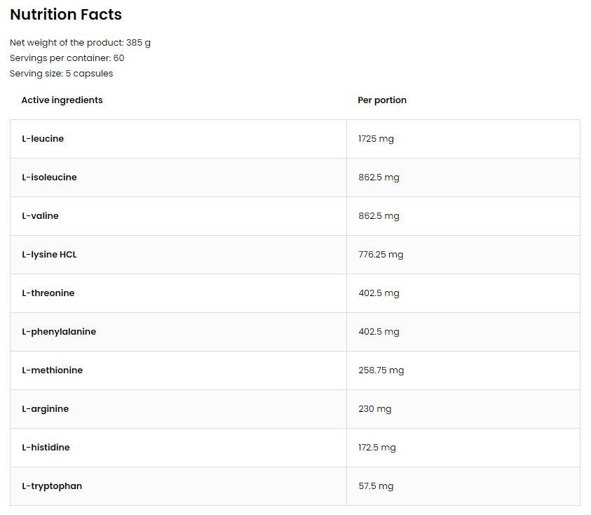 EAA 5750 / Esencijalne aminokiseline - 150 kapsula