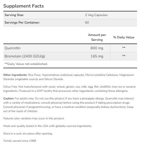 Kvercetin s bromelainom - 60 kapsula