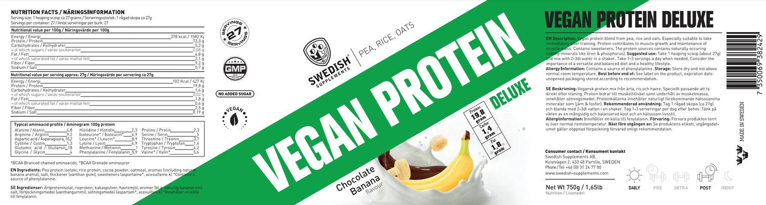 Veganski protein Deluxe | od graška, riže i zobi - 750 grama
