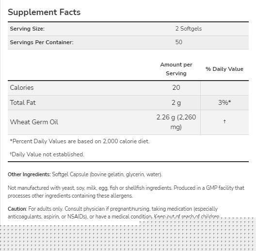 Pšenično ulje ulje 1130 mg - 100 gel kapsula