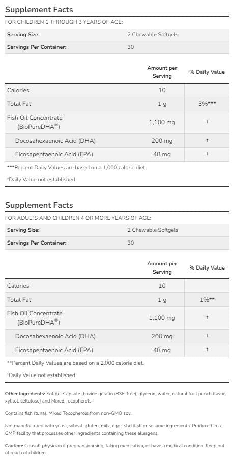 DHA 100 mg djeteta za žvakanje - 60 tableta za žvakanje