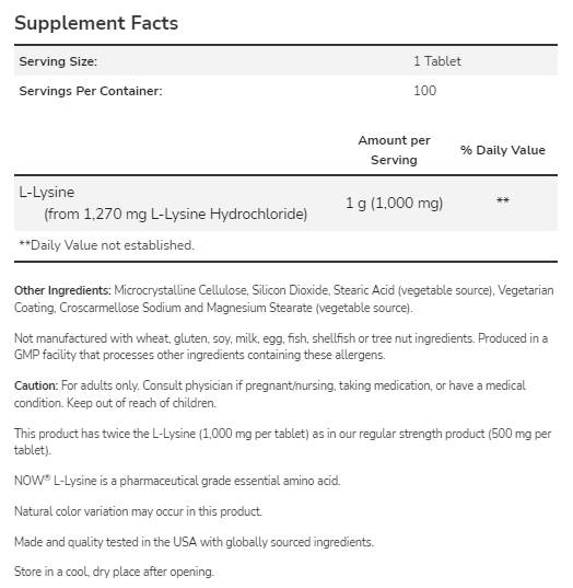L -lisine 1000 mg - 100 tableta