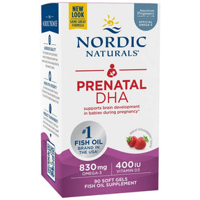 Prenatal DHA 830 mg | With 400 IU D3 - 90 Chewable Gel Capsules - Nutra Best Europe