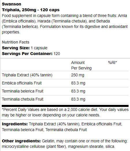 Triphala 250 mg 120 kapsula